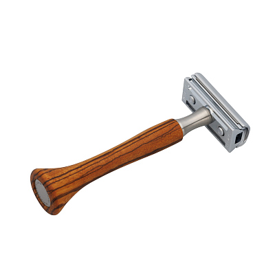 Станок Т-образный для бритья ERBE с двумя лезвиями, нержавеющая сталь, зебрано, хромированное покрытие, коричневый цвет, в картонной коробке