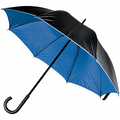Зонт-трость Downtown, черный с синим (Синий)