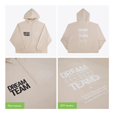 Ветровка (анорак) оверсайз унисекс RISSMAN, бежевая