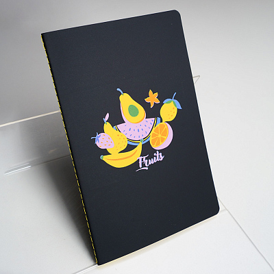 Тетрадь SLIMMY, 140 х 210 мм,  черный с белым, бежевый блок, в клетку