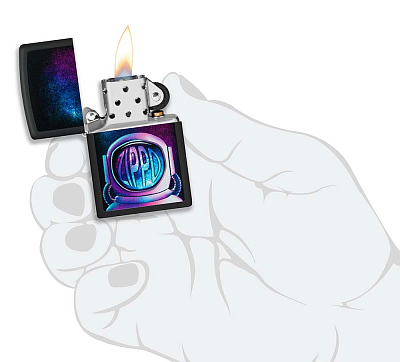 Зажигалка ZIPPO Astronaut с покрытием Black Matte, латунь/сталь, чёрная, матовая, 38x13x57 мм