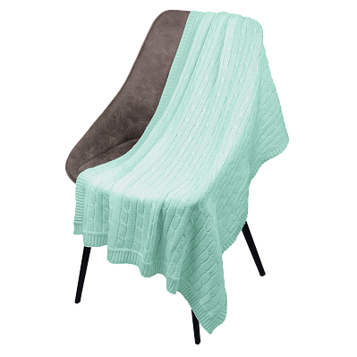 Плед Fado вязаный, аква (без подарочной коробки) (Бирюзовый)