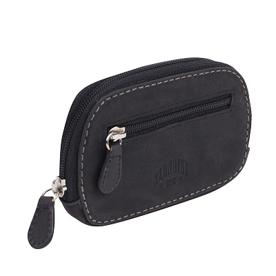 Ключница KLONDIKE Yukon, натуральная кожа в черном цвете, 11,5 х 2 х 7,5 см