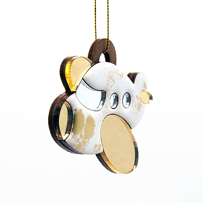 Ёлочная игрушка Самолетик (белый с золотым )