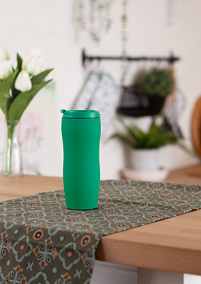 Термостакан "Монтана" 400 мл, покрытие soft touch, зеленый