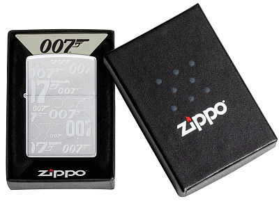 Зажигалка ZIPPO James Bond™ с покрытием Satin Chrome, латунь/сталь, серебристая, 38x13x57 мм