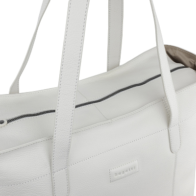 Сумка дорожная женская BUGATTI Elsa, белая, воловья кожа/полиэстер, 57х15х37 см