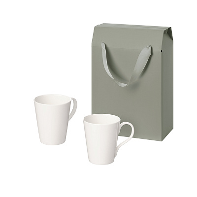 Подарочный набор Vesta в коробке-пакете (две фарфоровых кружки) (Серый, белый)