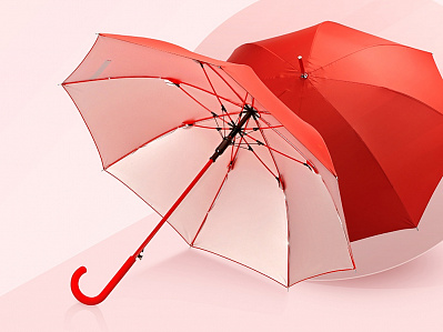 Зонт-трость Silver Color (Красный/серебристый)