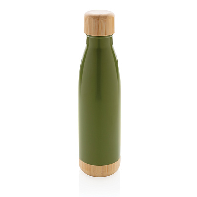 Вакуумная бутылка из нержавеющей стали и бамбука, 520 мл (Зеленый;)