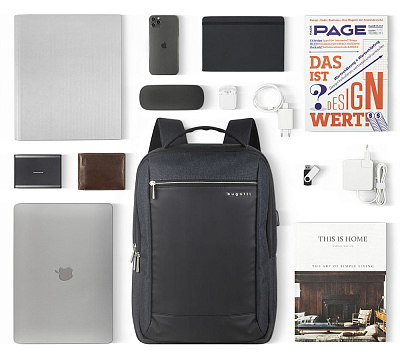 Рюкзак мужской BUGATTI Sera 15'', антрацитовый, полиэстер, 32х12х46 см, 16 л