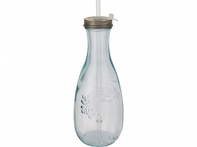 Бутылка с соломинкой Polpa из переработанного стекла (Прозрачный)