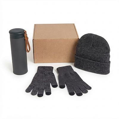 Набор подарочный GET WARM-2: перчатки, шапка, термос