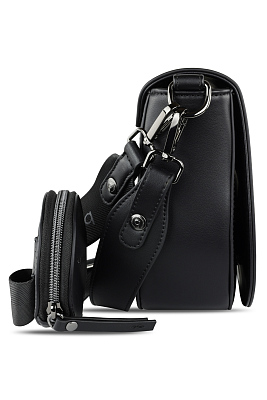 Сумка наплечная женская BUGATTI Almata, с кошельком, чёрная, полиуретан, 27х6х18,5 см