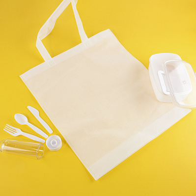 Набор подарочный FIRSTAID: сумка, ланчбокс, набор столовых приборов  (Белый)