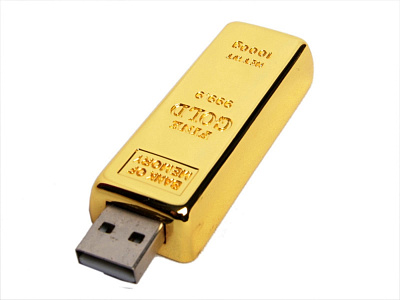 USB 3.0- флешка на 64 Гб в виде слитка золота (Золотистый)
