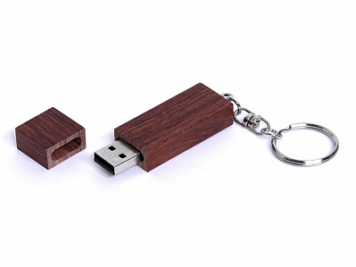 USB 3.0- флешка на 64 Гб прямоугольная форма, колпачок с магнитом (Коричневый)