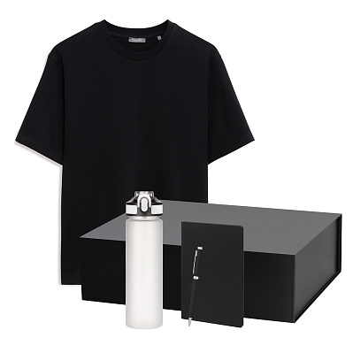 Набор с одеждой RUST (футболка, бутылка, ежедневник, ручка), черный, L (Чёрный)