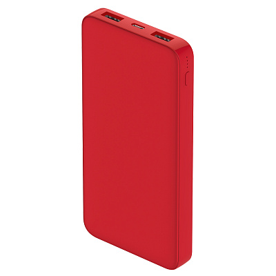 Внешний аккумулятор Polus, 10000 Mah, софт-тач покрытие, красный (Красный.)