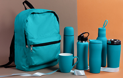 Термостакан "Монтана" 400 мл, покрытие soft touch, бирюзовый