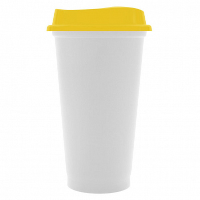 Стакан с крышкой Color Cap White, белый с желтым (Желтый)