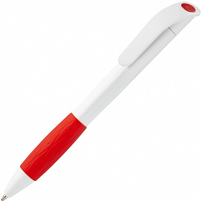 Ручка шариковая Grip, белая с красным (Красный)