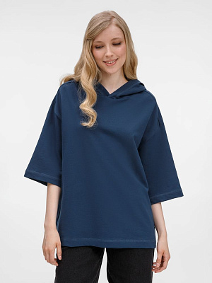 Футболка оверсайз унисекс с капюшоном Neofit, темно-синяя (Тёмно-синий)