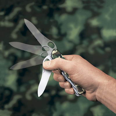 Нож перочинный VICTORINOX Trailmaster One Hand, 111 мм, 12 функций, с фиксатором лезвия, камуфляж