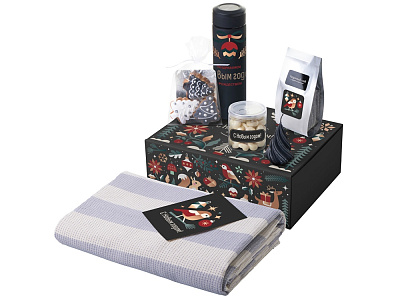 Подарочный набор Re:Warm с пледом, термосом и свечой (Чёрный)