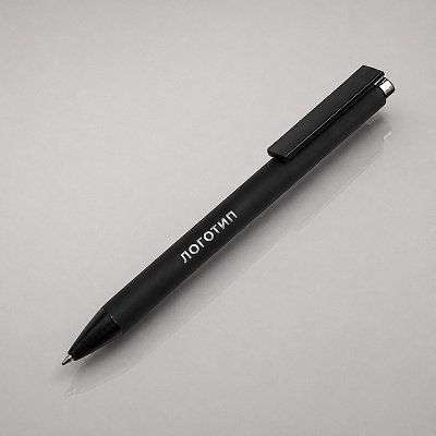 Ручка металлическая шариковая Taper Metal soft-touch (Черный, серебристый)