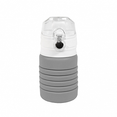 Бутылка для воды складная с карабином SPRING, 550/250 мл, силикон (Серый)
