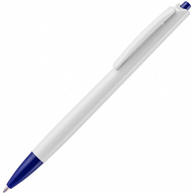 Ручка шариковая Tick, белая с синим (Синий)