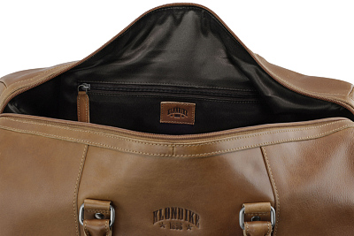 Сумка дорожная KLONDIKE GOLD «Bill», натуральная кожа в коньячном цвете, 47 х 24 х 23 см