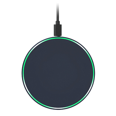 Беспроводное зарядное устройство с подсветкой 15W Аурис (Auris), синее