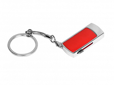 USB 2.0- флешка на 64 Гб с выдвижным механизмом и мини чипом (Серебристый/красный)