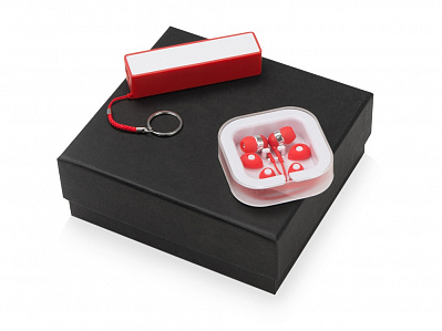 Подарочный набор Non-stop music с наушниками и зарядным устройством (Красный/белый)