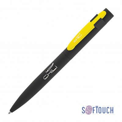 Ручка шариковая "Lip", покрытие soft touch  (Черный с желтым)
