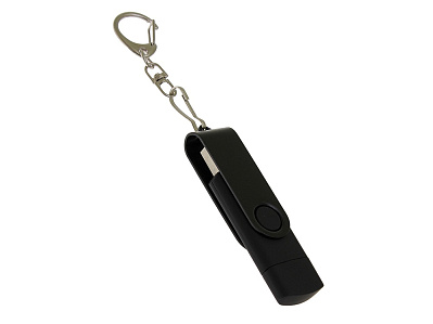 USB 3.0- флешка на 16 Гб с поворотным механизмом и дополнительным разъемом Type-C (Чёрный)