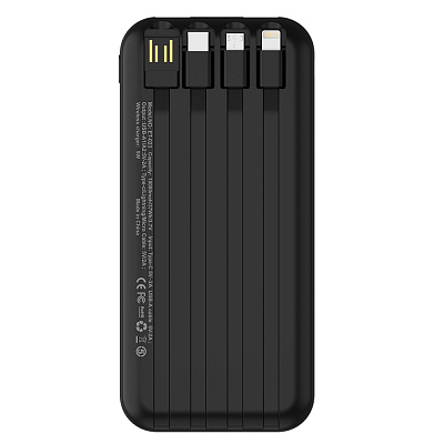 Внешний аккумулятор Authority с беспроводной зарядкой (5W), 10000 mAh, чёрный