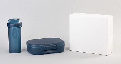 Набор "Eat&Drink box": бутылка, ланч-бокс, синий с голубым