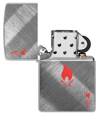 Зажигалка ZIPPO Ace Design с покрытием Brushed Chrome, латунь/сталь, серебристая, 38x13x57 мм