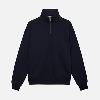 Толстовка на молнии унисекс FLOW, темно-синяя