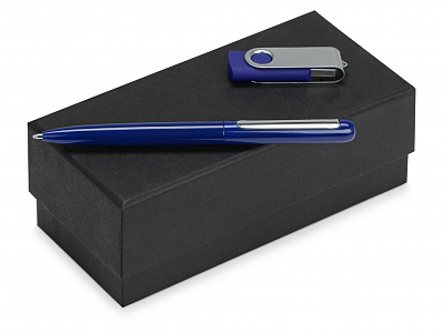 Подарочный набор Skate Mirror с ручкой и флешкой (Синий/серебристый)