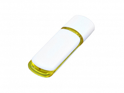 USB 2.0- флешка на 32 Гб с цветными вставками (Белый/желтый)