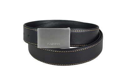 Ремень Cross Pamplona Black, односторонний, кожа гладкая, цвет чёрный с бежевой строчкой, 126 х 3 см (Черный)
