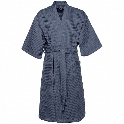 Халат вафельный мужской Boho Kimono  (графит) (Темно-синий)