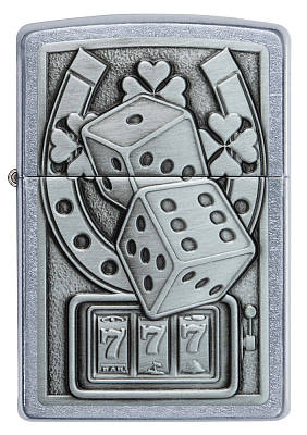Зажигалка ZIPPO Lucky 7 с покрытием Street Chrome, латунь/сталь, серебристая, 38x13x57 мм