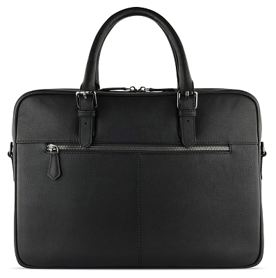 Портфель женский BUGATTI Bella, чёрный, воловья кожа/полиэстер, 38х6,5х27 см