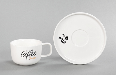 Чайная пара "Гармония" с нанесением капсула "Бисквит", белый