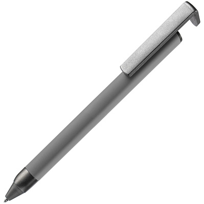 Ручка шариковая Standic с подставкой для телефона, серая (Серый)